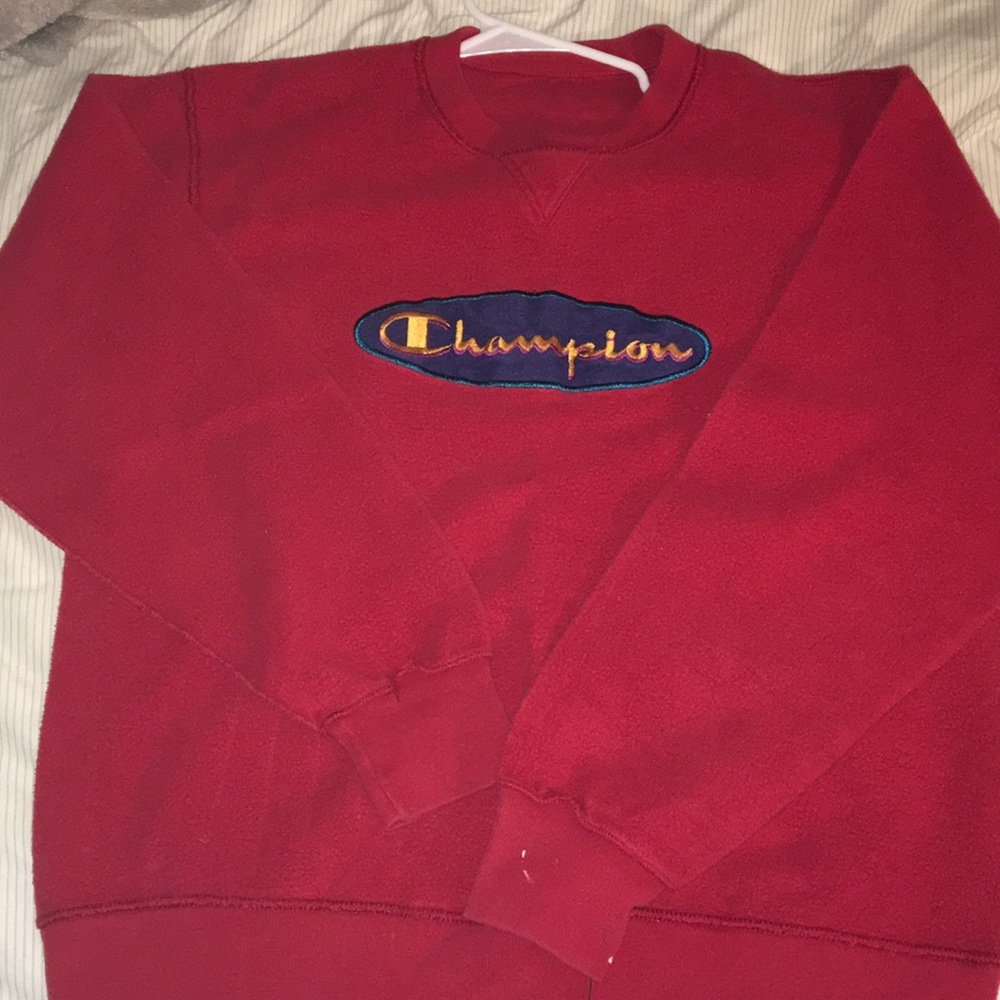 Very vintage red champion spell out logo size L